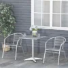 Outsunny 3 Piece Outdoor Patio Bistro Set, Slatted Aluminum Bistro Table, And Chairs, Composite Dining Table, Silver