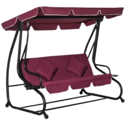 Outsunny 3 Seat Outdoor Free Standing Swing Bench Porch Swing With Stand, Comfortable Cushioned Fabric & Included Canopy -OUTSUNNY Sales Store GUEST 0084cd66 ba9c 4264 8748 2e690cdf1b68