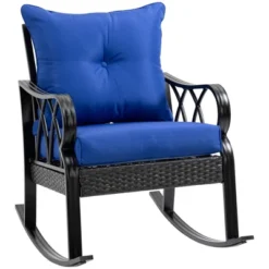 Outsunny Outdoor Wicker Rocking Chair With Padded Cushions, Aluminum Furniture Rattan Porch Rocker Chair W/ Armrest For Garden, Patio, And Backyard -OUTSUNNY Sales Store GUEST 01097386 ac45 4331 ad9b 6ff1abf4e782