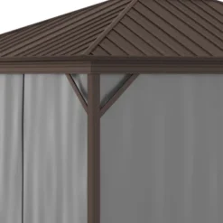 Outsunny 11.9" X 9.8" Hardtop Gazebo With Curtains And Netting, Permanent Pavilion Metal Roof Gazebo Canopy With Aluminum Frame And Top Hook, Gray -OUTSUNNY Sales Store GUEST 0265b6a9 e44b 49b0 a537 8787a3b65656