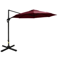 Outsunny 9.8' Offset Patio Umbrella With Base, Steel Aluminum Cantilever Umbrella With 360-degree Rotation, Tilt, 8 Ribs, Crank, Cross Base, Red 7 Outsunny 9.8' Offset Patio Umbrella With Base, Steel Aluminum Cantilever Umbrella With 360-degree Rotation, Tilt, 8 Ribs, Crank, Cross Base, Red -OUTSUNNY Sales Store GUEST 03d8fe92 a5da 477c ae18 78a9c447a8d4