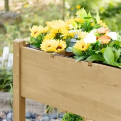 Outsunny 49" X 21" X 34" Raised Garden Bed W/ 8 Grow Grids, Outdoor Wood Plant Box Stand W/ Folding Side Table And Wheels, Natural -OUTSUNNY Sales Store GUEST 0478916a bc93 4fec ab8b 37ee2ab6ef49