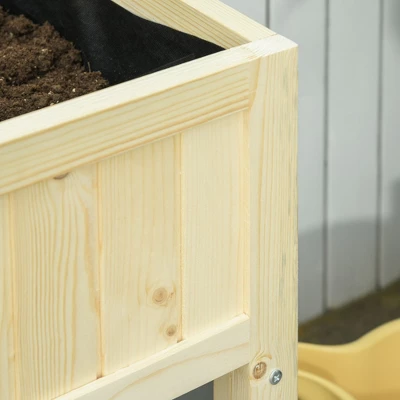 Outsunny Raised Garden Bed Elevated Wooden Planter Box With Space-Saving Folding Design, Drainage Holes, & Inner Liner For Vegetable Fruit Herb Grow 5 Outsunny Raised Garden Bed Elevated Wooden Planter Box With Space-Saving Folding Design, Drainage Holes, & Inner Liner For Vegetable Fruit Herb Grow - Image 5