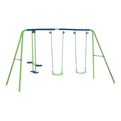 Outsunny Swing Set With Glider, Two Swing Seats And Adjustable Height, Outdoor Sturdy A-Frame Suitable For Playground, Backyard 9 Outsunny Swing Set With Glider, Two Swing Seats And Adjustable Height, Outdoor Sturdy A-Frame Suitable For Playground, Backyard - Image 9