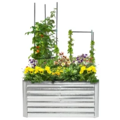Outsunny Raised Garden Bed, Galvanized Elevated Planter Box With 2 Trellis Tomato Cages, Reinforcing Rods, 4' X 3' X 2', Silver 7 Outsunny Raised Garden Bed, Galvanized Elevated Planter Box With 2 Trellis Tomato Cages, Reinforcing Rods, 4' X 3' X 2', Silver -OUTSUNNY Sales Store GUEST 06fd4dd5 160c 4419 a1fa ed52a92e631c