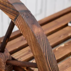 Outsunny Wooden Wagon Wheel Bench, 3-Person Rustic Slatted Seat, Outdoor Patio Furniture, Brown -OUTSUNNY Sales Store GUEST 089c1f63 4743 4b12 9ae7 580166a7ac4d