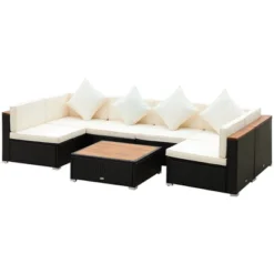 Outsunny 7-Piece Outdoor Wicker Sofa Set, PE Rattan Sectional Furniture Patio Couch W/ Acacia Top Coffee Table & Cushion For Garden, Backyard, -OUTSUNNY Sales Store GUEST 08d90928 8bcc 4c08 99cf ff35298667a7