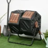 Outsunny Rotating Composter, 34.5 Gallon Dual Chamber Compost Bin With Ventilation Openings And Steel Legs