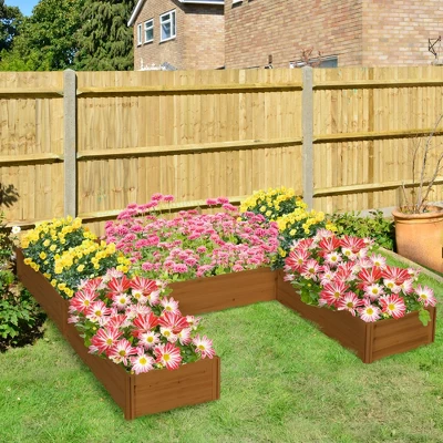 Outsunny 7.5x7.5ft Pack Of 5 Raised Garden Bed, Large Wooden Planters For Outdoor Plants, Vegetables, Flowers, Herbs, Easy Assembly, Brown 1 Outsunny 7.5x7.5ft Pack Of 5 Raised Garden Bed, Large Wooden Planters For Outdoor Plants, Vegetables, Flowers, Herbs, Easy Assembly, Brown