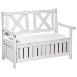 Outsunny 29 Gallon Garden Storage Bench With Wooden Frame, Large Entryway Deck Box W/ Unique X-Shape Back, Louvered Side Panels For Patio, Garden, Deck, Porch & Balcony -OUTSUNNY Sales Store GUEST 0c7a0a32 6d15 464d 959b 1e90174a6046