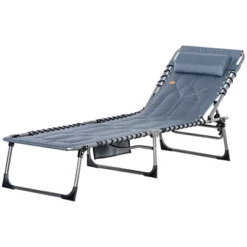 Outsunny Folding Chaise Lounge Chair, Outdoor Padded Reclining Chair With 5-position Adjustable Backrest, Pillow And Pocket For Patio, Deck, Beach, Lawn And Sunbathing -OUTSUNNY Sales Store GUEST 0dd59b2f de74 4df2 8d9a a8a1a8e201a0