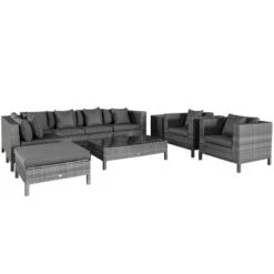Outsunny 9-Piece Rattan Wicker Outdoor Patio Sectional Furniture Conversation Set With Modern Design, Thick Soft Cushions, Footstool & Tea Table -OUTSUNNY Sales Store GUEST 0e6b608c 2119 4ec2 ab3f f64d341396d2