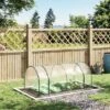 Outsunny Portable Tunneled Greenhouse With Zippered Doors, Water/UV Fighting PVC Cover