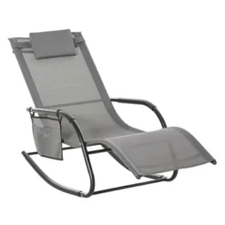 Outsunny Outdoor Rocking Recliner, Sling Sun Lounger With Removable Headrest And Side Pocket For Garden, Patio And Dec -OUTSUNNY Sales Store GUEST 10c1fb73 3679 403a 82dd 52a7e3d1654f