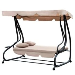 Outsunny 3 Seat Outdoor Free Standing Swing Bench Porch Swing With Stand, Comfortable Cushioned Fabric & Included Canopy -OUTSUNNY Sales Store GUEST 11f6083d a9ad 4df7 9b9e 80c5735e3191