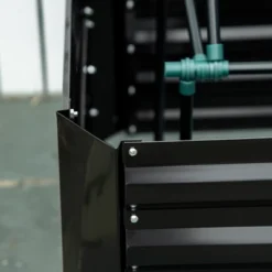 Outsunny Raised Garden Bed, Galvanized Elevated Planter Box With 2 Trellis Tomato Cages, Reinforcing Rods, 4' X 3' X 2', Black -OUTSUNNY Sales Store GUEST 13a0ab32 54b5 4a68 b64f 2c3f0114555e