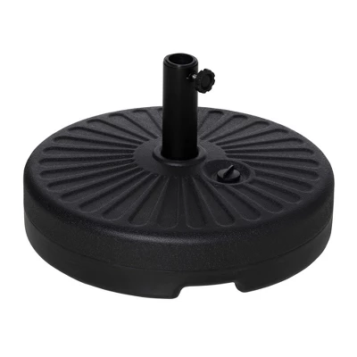 Outsunny Fillable Patio Umbrella Base Stand, Round Plastic Umbrella Holder For Outdoor, Patio, Garden, Deck And Beach, Fit Dia 38mm Pole, Black 3 Outsunny Fillable Patio Umbrella Base Stand, Round Plastic Umbrella Holder For Outdoor, Patio, Garden, Deck And Beach, Fit Dia 38mm Pole, Black - Image 3