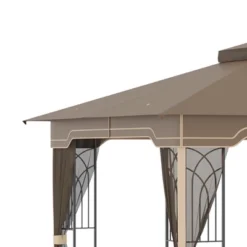Outsunny 12' X 10' Patio Gazebo Outdoor Canopy Shelter With Double Tier Roof And Netting Sidewalls For Garden, Lawn, Backyard And Deck, Brown -OUTSUNNY Sales Store GUEST 14b623cf 0726 43e7 b0ca 292a759e274a
