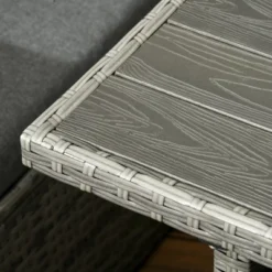 Outsunny Patio Dining Set, PE Rattan Furniture With 2 Chairs With Cushions & Outdoor Loveseat Sofa, Woodgrain Slatted Dinner Table, Mixed Gray -OUTSUNNY Sales Store GUEST 15bdf8b9 4599 47a4 b660 252e33ee1a5e