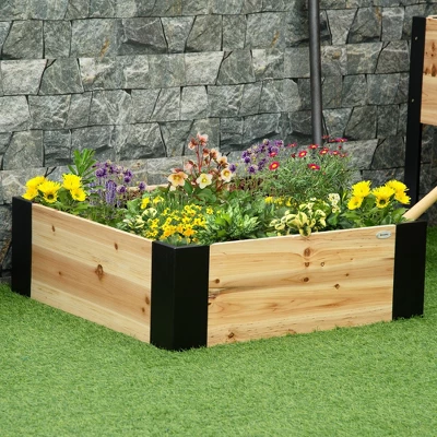 Outsunny Wooden Raised Garden Bed Flower Box With Metal Bracket, Installed By Hand, Outdoor Planter Box, 31.5 X 31.5in Square, Natural 1 Outsunny Wooden Raised Garden Bed Flower Box With Metal Bracket, Installed By Hand, Outdoor Planter Box, 31.5 X 31.5in Square, Natural