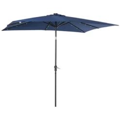 Outsunny 9' X 7' Patio Umbrella Outdoor Table Market Umbrella With Crank, Solar LED Lights, 45° Tilt, Push-Button Operation, For Deck, Backyard, Pool And Lawn -OUTSUNNY Sales Store GUEST 1708fd23 3f4c 48ac 807d dd72efc06574