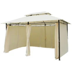 Outsunny 10' X 13' Outdoor Soft Top Gazebo Pergola With Curtains, 2-Tier Steel Frame Gazebo For Patio -OUTSUNNY Sales Store GUEST 17873b2d f795 46ea a7d0 48fb80c5d637