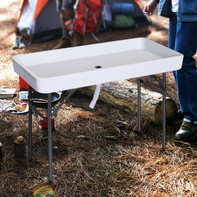 Outsunny 4FT Portable Folding Fish Fillet Cleaning Table Camping Picnic Ice Party Desk With Sink 2 Outsunny 4FT Portable Folding Fish Fillet Cleaning Table Camping Picnic Ice Party Desk With Sink - Image 2