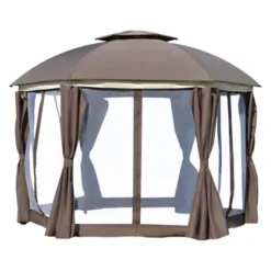 Outsunny 12' X 12' Round Outdoor Gazebo, Patio Dome Gazebo Canopy Shelter With Double Roof, Netting Sidewalls And Curtains, Zippered Doors, Strong Steel Frame -OUTSUNNY Sales Store GUEST 17f3bc20 3e89 45dd 9d9e 9f5f0b6059e2