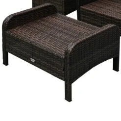 Outsunny 5 Piece Rattan Wicker Lounge Chair, Outdoor Patio Conversation Set With 2 Cushioned Chairs, 2 Ottomans & Tempered Glass Top Coffee Table -OUTSUNNY Sales Store GUEST 180660eb 7b0e 43fa a4da 6256a743a867