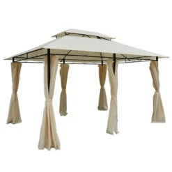 Outsunny 10' X 13' Outdoor Soft Top Gazebo Pergola With Curtains, 2-Tier Steel Frame Gazebo For Patio -OUTSUNNY Sales Store GUEST 181de800 2964 40e8 b3cc ca16c1fa39a9