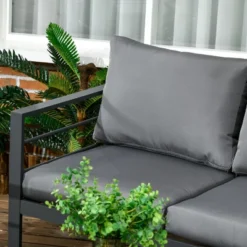 Outsunny Patio Furniture Set 4 Pieces, Outdoor Conversation Set With Water-Resistant Cushions, Coffee Table, 3-Seater Sofa, 2 Chairs For Porch, Gray -OUTSUNNY Sales Store GUEST 1858f3bf eb9d 4e70 b1aa 6b1dab8917df