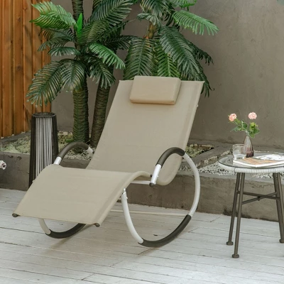 Outsunny Rocking Chair, Zero Gravity Patio Chaise Garden Sun Lounger, Outdoor Reclining Rocker Lounge Chair With Detachable Pillow For Lawn, Patio Or Pool 2 Outsunny Rocking Chair, Zero Gravity Patio Chaise Garden Sun Lounger, Outdoor Reclining Rocker Lounge Chair With Detachable Pillow For Lawn, Patio Or Pool - Image 2