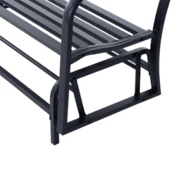Outsunny Patio Glider Bench Outdoor Swing Rocking Chair Loveseat With Power Coated Sturdy Steel Frame, Black -OUTSUNNY Sales Store GUEST 19b93edc 4024 4c6d 9e34 03bde6b192c9