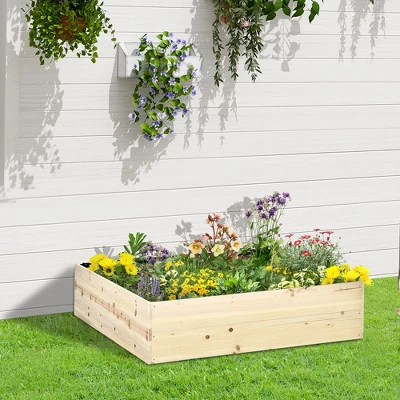 Outsunny 46'' X 46'' Wooden Raised Garden Bed, Elevated Planter Box For Backyard, Patio To Grow Vegetables, Herbs, And Flowers 1 Outsunny 46'' X 46'' Wooden Raised Garden Bed, Elevated Planter Box For Backyard, Patio To Grow Vegetables, Herbs, And Flowers