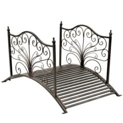 Outsunny 4’ Metal Arch Backyard Garden Bridge With Safety Siderails, Delicate Scrollwork, & Easy Assembly, Black Bronze -OUTSUNNY Sales Store GUEST 1c3c9244 a021 4bf9 9093 e68aee294679