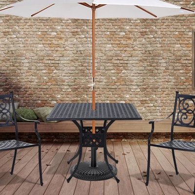 Outsunny 36" X 36" Square Patio Table With Umbrella Hole, Aluminum Outdoor Dining Table, Outdoor Bistro Table For Garden, Backyard, Porch, Black 1 Outsunny 36" X 36" Square Patio Table With Umbrella Hole, Aluminum Outdoor Dining Table, Outdoor Bistro Table For Garden, Backyard, Porch, Black