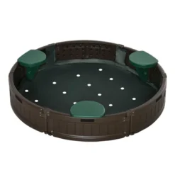 Outsunny Kids Outdoor Round Sandbox With Cover Garden Bed, Easy Assembly Children's Backyard Play Station For 3-12 Years Old, Brown -OUTSUNNY Sales Store GUEST 1ca601c6 d685 4bfd a56b 989fe897a614