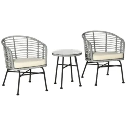 Outsunny 3-Piece Patio Rattan Chair And Table Furniture Set, Outdoor Bistro Set With Two Chairs And Coffee Table For Garden, Or Backyard -OUTSUNNY Sales Store GUEST 1ce57470 27e4 49af b298 0d7cc0e79b3b