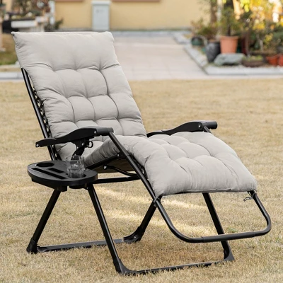Outsunny Padded Zero Gravity Chair, Folding Recliner Chair, Patio Lounger With Cup Holder, Cushion For Outdoor, Patio, Deck, And Poolside, Gray 1 Outsunny Padded Zero Gravity Chair, Folding Recliner Chair, Patio Lounger With Cup Holder, Cushion For Outdoor, Patio, Deck, And Poolside, Gray