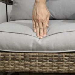 Outsunny 3-Piece Patio Bistro Set, PE Rattan Wicker Outdoor Furniture With Soft Cushions, 2 Rocking Chairs, Slatted Coffee Table, Gray -OUTSUNNY Sales Store GUEST 1d45a9e0 d5b8 4ca0 b10b 8ce0ada8d20d