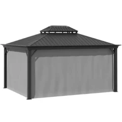 Outsunny Patio Gazebo 15.9' X 12', Netting & Curtains, 2 Tier Double Vented Steel Roof, Hardtop, Ceiling Hooks, Rust Proof Aluminum, Gray -OUTSUNNY Sales Store GUEST 1e6a27fc acb5 4be1 84d4 31c3a939a1fd