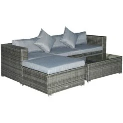 Outsunny 5 Piece Patio Wicker Furniture Set, Outdoor Sectional Sofa Set Rattan Conversation Sets With Tempered Glass Tabletop Coffee Table And Ottoman For Garden, Balcony, Backyard -OUTSUNNY Sales Store GUEST 1ee2696e 1905 41be 9232 195ec88a5dea
