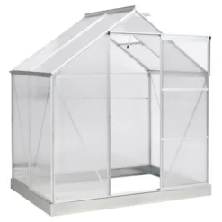 Outsunny Polycarbonate Greenhouse With Aluminum Frame, Walk-in Garden Greenhouse Kit With Adjustable Roof Vent, Rain Gutter And Sliding Door For Winter, Silver -OUTSUNNY Sales Store GUEST 1f59556d 2451 4bca 9edc 472a9f08f318