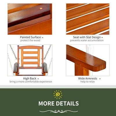 Outsunny Hanging Porch Swing Outdoor Patio Swing Chair With Pine Wood Frame And Wide Backrest For Patio And Yard 5 Outsunny Hanging Porch Swing Outdoor Patio Swing Chair With Pine Wood Frame And Wide Backrest For Patio And Yard - Image 5