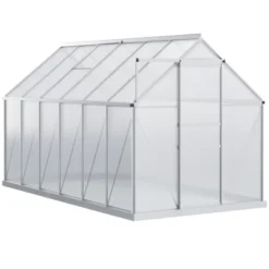Outsunny Aluminum Greenhouse, Polycarbonate Walk-in Garden Greenhouse Kit With Adjustable Roof Vent, Rain Gutter And Sliding Door For Winter, Silver -OUTSUNNY Sales Store GUEST 1fc6468a 5de9 4cd2 bdba 40c4660fbc53