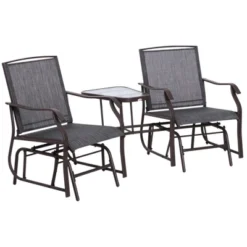 Outsunny Outdoor Glider Chairs With Coffee Table, Patio 2-Seat Rocking Chair Swing Loveseat With Breathable Sling For Backyard, Garden And Porch -OUTSUNNY Sales Store GUEST 20432f50 02df 489a 9393 a3bc03723680