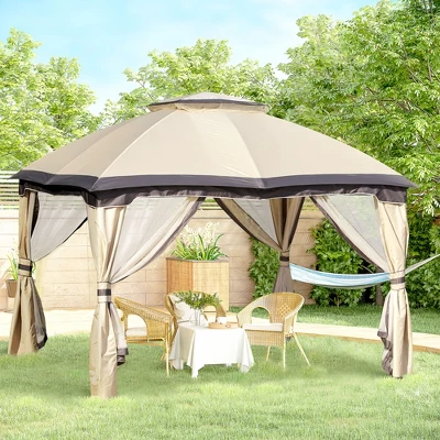 Outsunny 10' X 12' Outdoor Gazebo, Patio Gazebo Canopy Shelter W/ Double Vented Roof, Zippered Mesh Sidewalls, Solid Steel Frame 2 Outsunny 10' X 12' Outdoor Gazebo, Patio Gazebo Canopy Shelter W/ Double Vented Roof, Zippered Mesh Sidewalls, Solid Steel Frame - Image 2