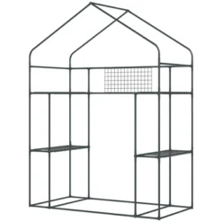 Outsunny Outdoor Walk-in Mini Greenhouse With Mesh Door & Windows, Small Portable Garden Hot House With 6 Shelves, Trellis, & Plant Labels -OUTSUNNY Sales Store GUEST 21e9359f 0b1f 47f4 822f 2f1d4fa6434d