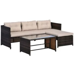 Outsunny 3-Piece Wicker Patio Furniture Sets, Rattan Conversation Sets, Sectional Sofa Set With Cushioned Lounge Chaise For Garden Poolside Or Porch Lounging -OUTSUNNY Sales Store GUEST 23005710 cd46 47e3 9de2 c48e4ca5c7c9