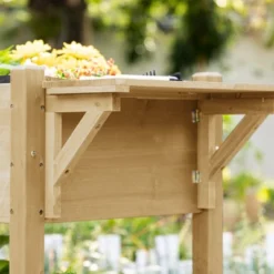 Outsunny 49" X 21" X 34" Raised Garden Bed W/ 8 Grow Grids, Outdoor Wood Plant Box Stand W/ Folding Side Table And Wheels, Natural -OUTSUNNY Sales Store GUEST 231bc211 97e3 494c abc4 dfd881dca5eb